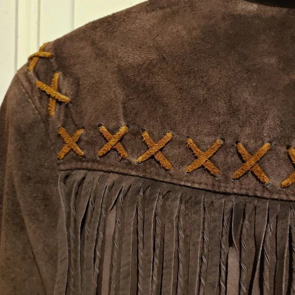 Vintage Double D Ranch Brown Leather Fringe Jacket - Picture 3 of 11
